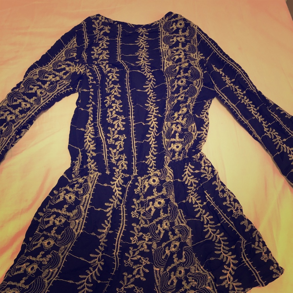 Love sleeve boho romper (navy & white)